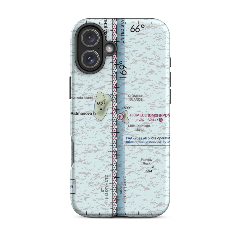 Diomede Heliport (DM2) VFR Sectional  Tough iPhone Case iPhone 16 Plus model shown