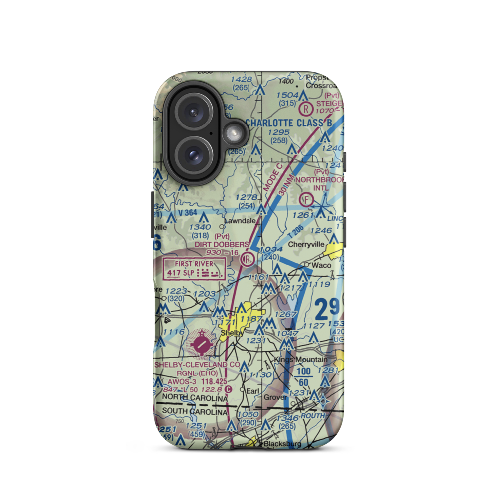 Dirt Dobber's Grass Strip (NC97) VFR Sectional  Tough iPhone Case iPhone 16 model shown