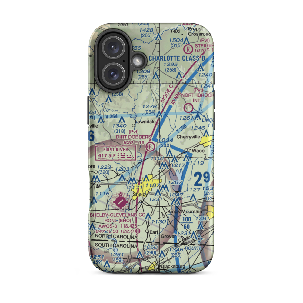 Dirt Dobber's Grass Strip (NC97) VFR Sectional  Tough iPhone Case iPhone 16 Plus model shown