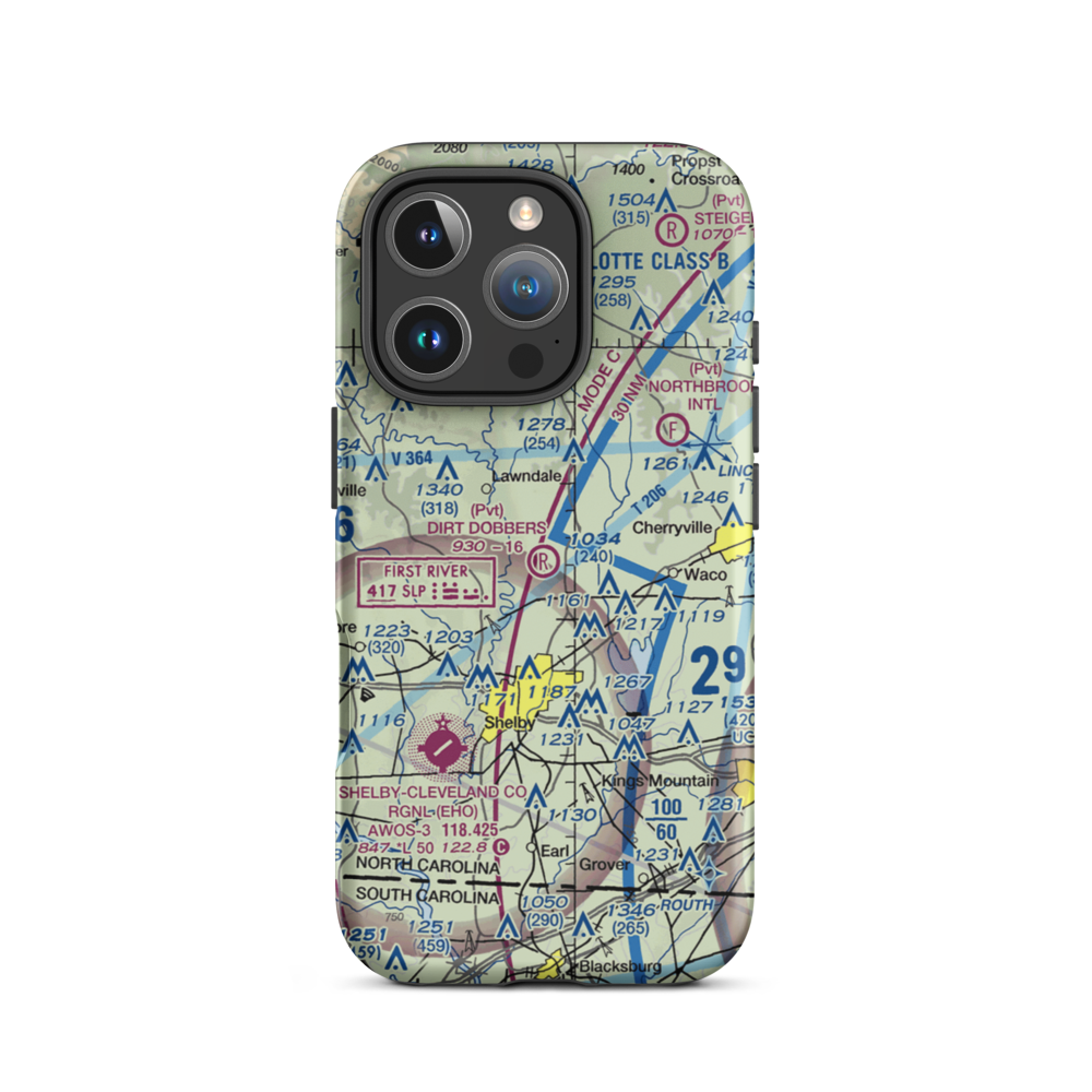 Dirt Dobber's Grass Strip (NC97) VFR Sectional  Tough iPhone Case iPhone 16 Pro model shown