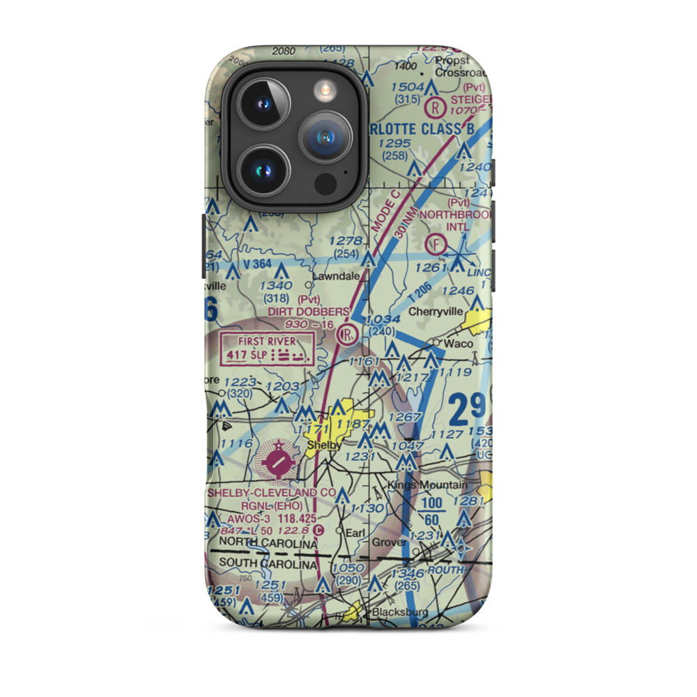 Dirt Dobber's Grass Strip (NC97) VFR Sectional  Tough iPhone Case iPhone 16 Pro Max model shown
