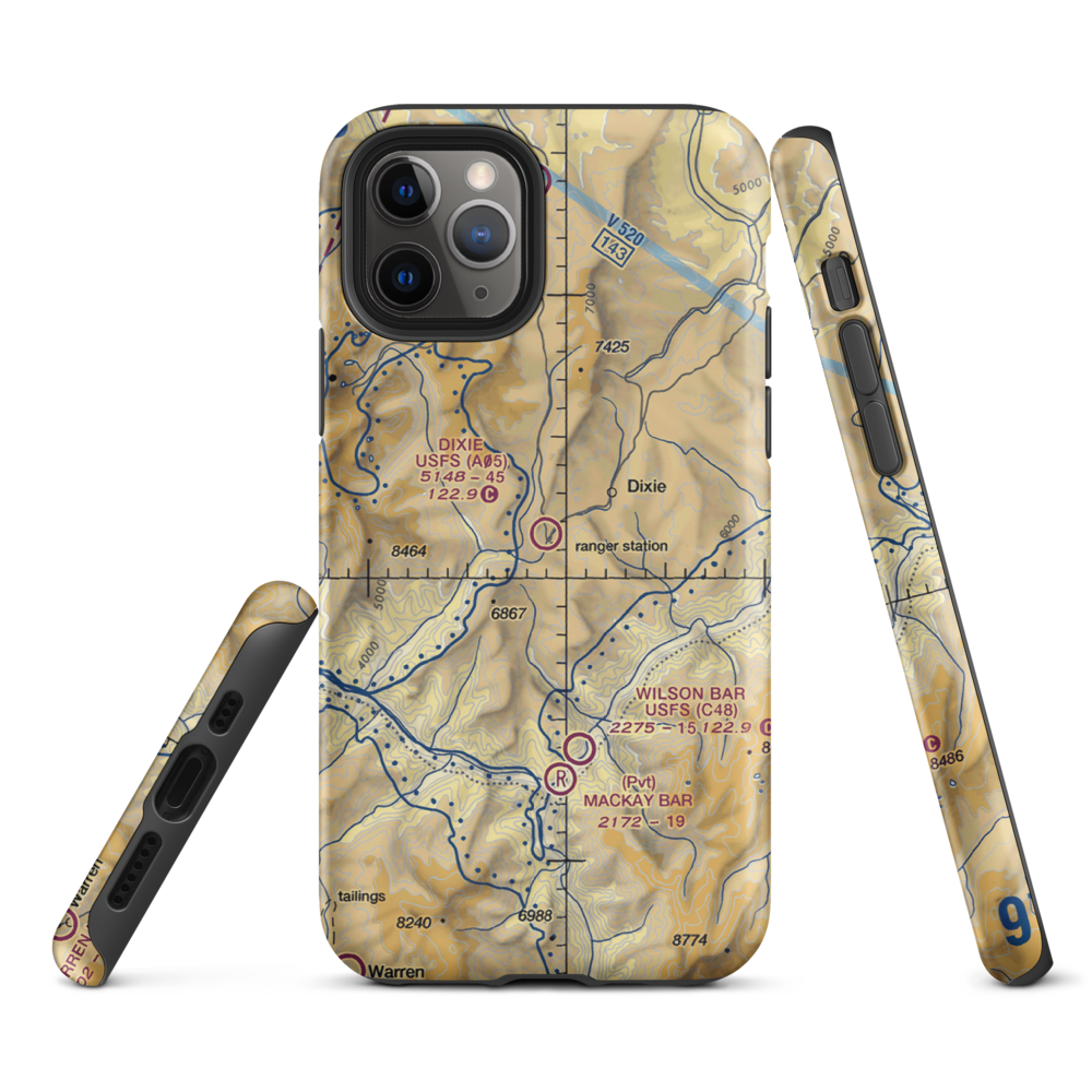 Dixie US Forest Service Airport (A05) VFR Sectional  Tough iPhone Case iPhone 11 Pro model shown