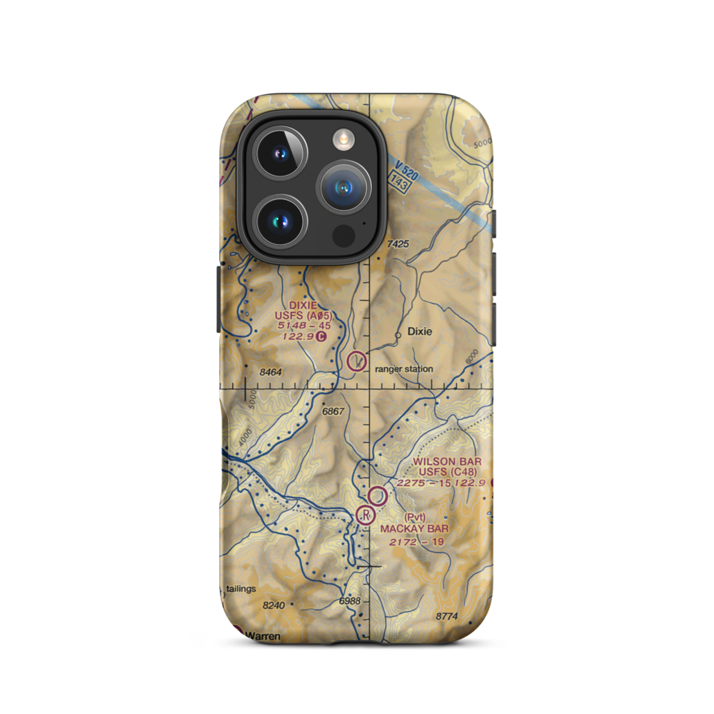Dixie US Forest Service Airport (A05) VFR Sectional  Tough iPhone Case iPhone 16 Pro model shown