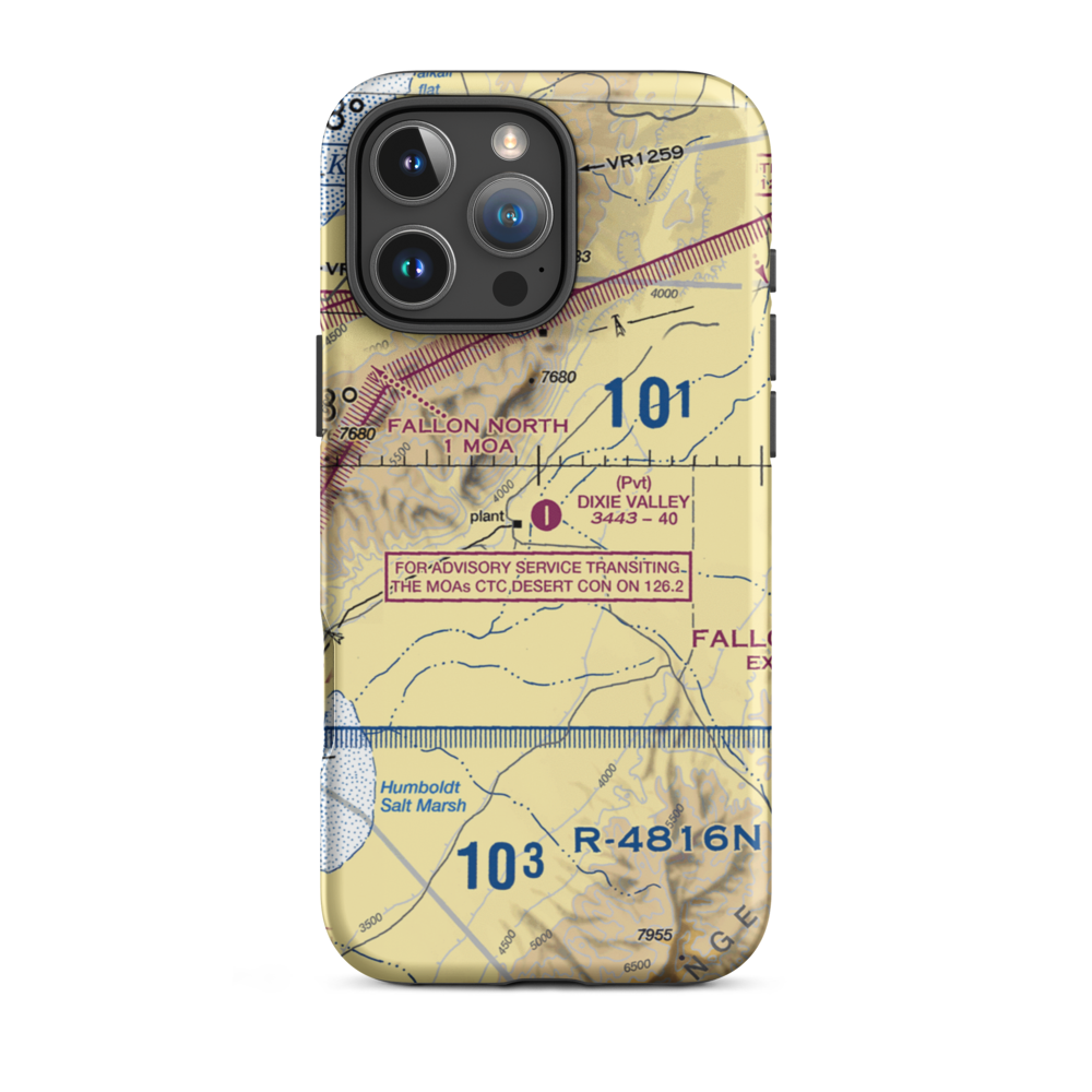 Dixie Valley Airport (NV30) VFR Sectional  Tough iPhone Case iPhone 16 Pro Max model shown