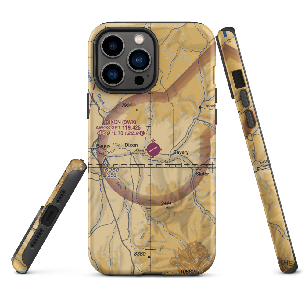 Dixon Airport (DWX) VFR Sectional  Tough iPhone Case iPhone 13 Pro Max model shown