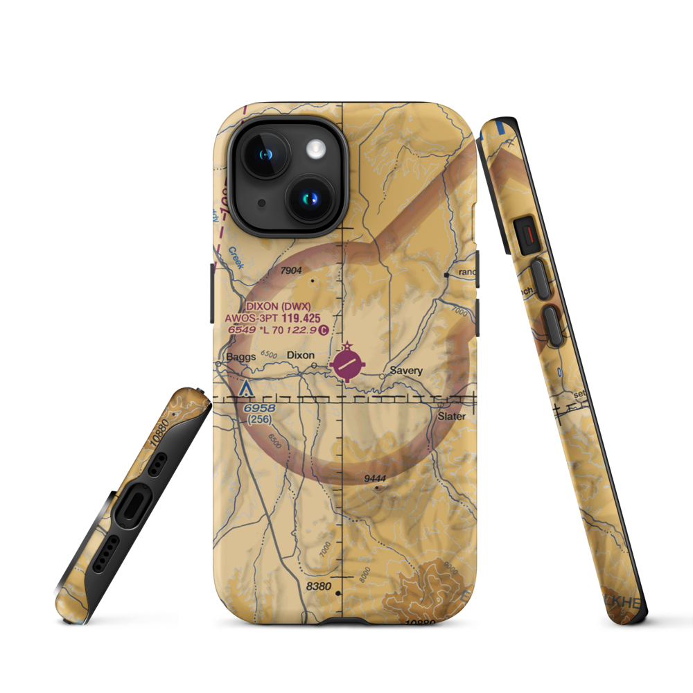 Dixon Airport (DWX) VFR Sectional  Tough iPhone Case iPhone 15 model shown