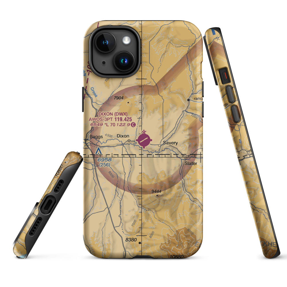 Dixon Airport (DWX) VFR Sectional  Tough iPhone Case iPhone 15 Plus model shown