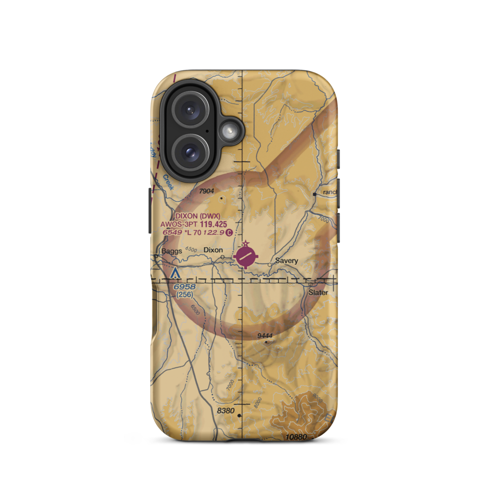 Dixon Airport (DWX) VFR Sectional  Tough iPhone Case iPhone 16 model shown