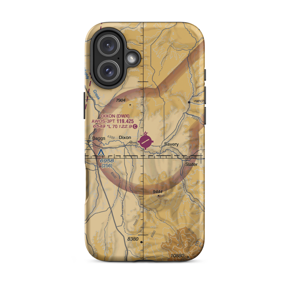 Dixon Airport (DWX) VFR Sectional  Tough iPhone Case iPhone 16 Plus model shown