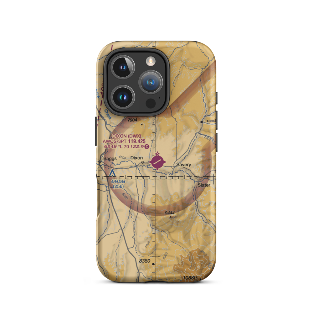 Dixon Airport (DWX) VFR Sectional  Tough iPhone Case iPhone 16 Pro model shown