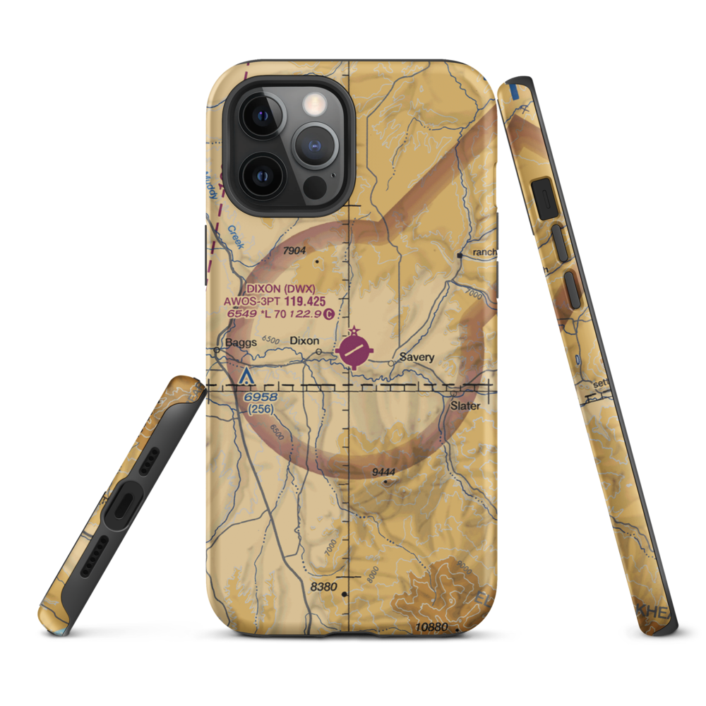 Dixon Airport (DWX) VFR Sectional  Tough iPhone Case iPhone 12 Pro Max model shown