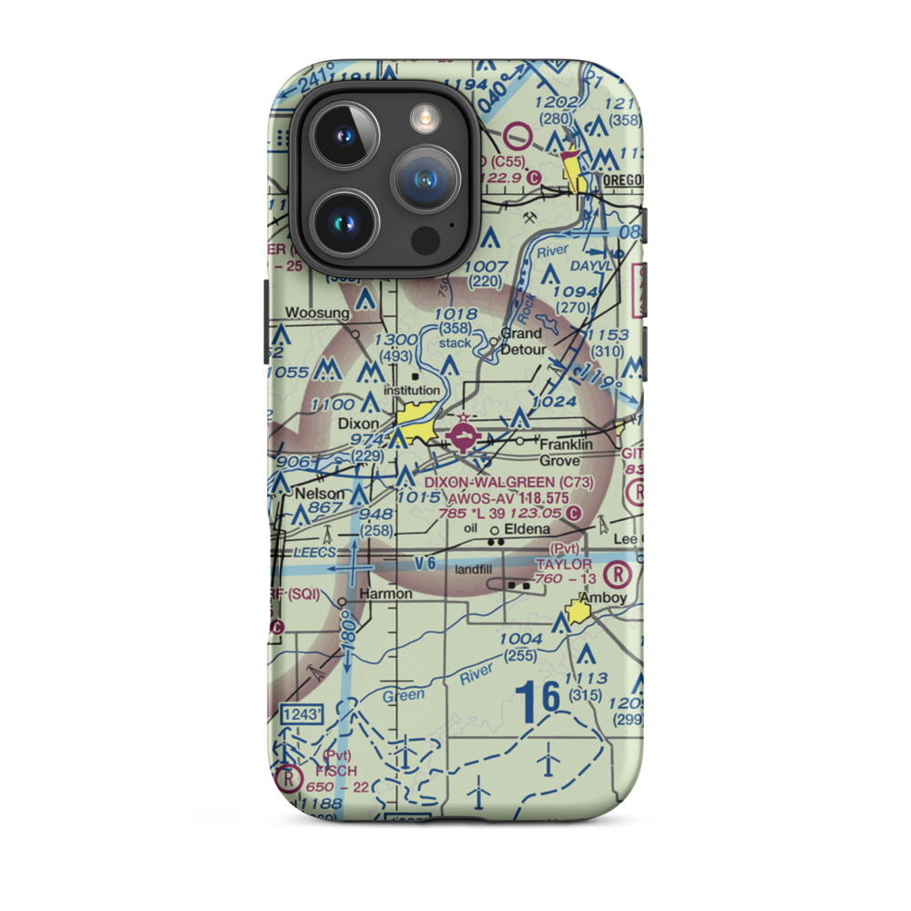 Dixon Municipal Charles R. Walgreen Field (C73) VFR Sectional  Tough iPhone Case iPhone 16 Pro Max model shown