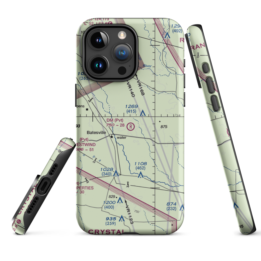 Dm Ranch Airport (XA88) VFR Sectional  Tough iPhone Case iPhone 15 Pro Max model shown