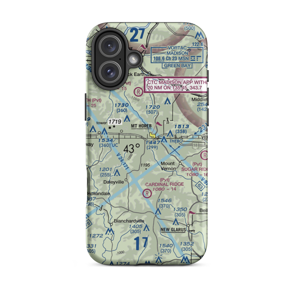 Docken Field (37WI) VFR Sectional  Tough iPhone Case iPhone 16 Plus model shown