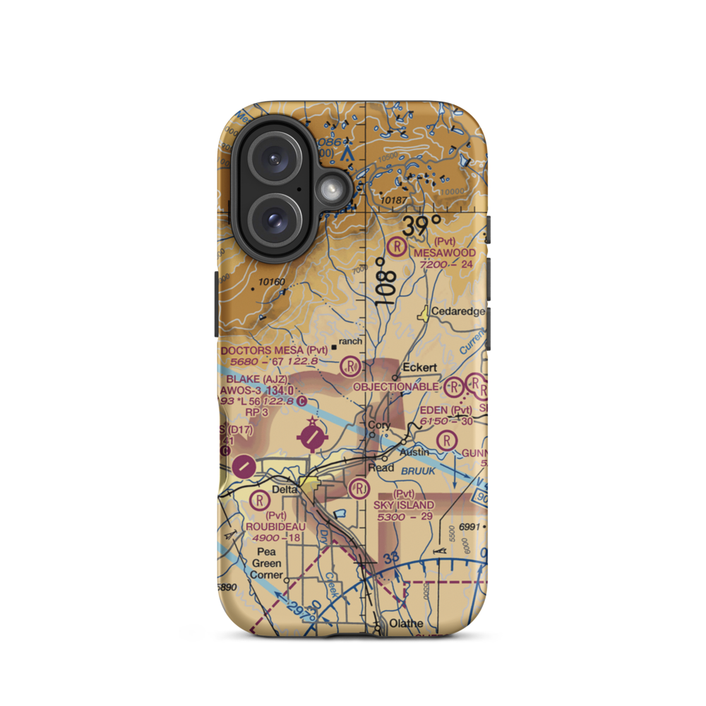 Doctors Mesa Airport (6CO0) VFR Sectional  Tough iPhone Case iPhone 16 model shown
