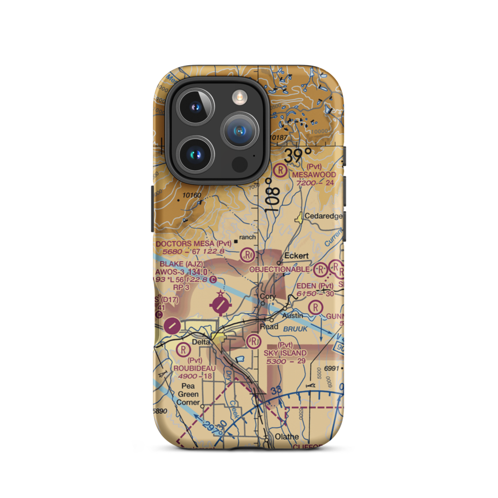 Doctors Mesa Airport (6CO0) VFR Sectional  Tough iPhone Case iPhone 16 Pro model shown