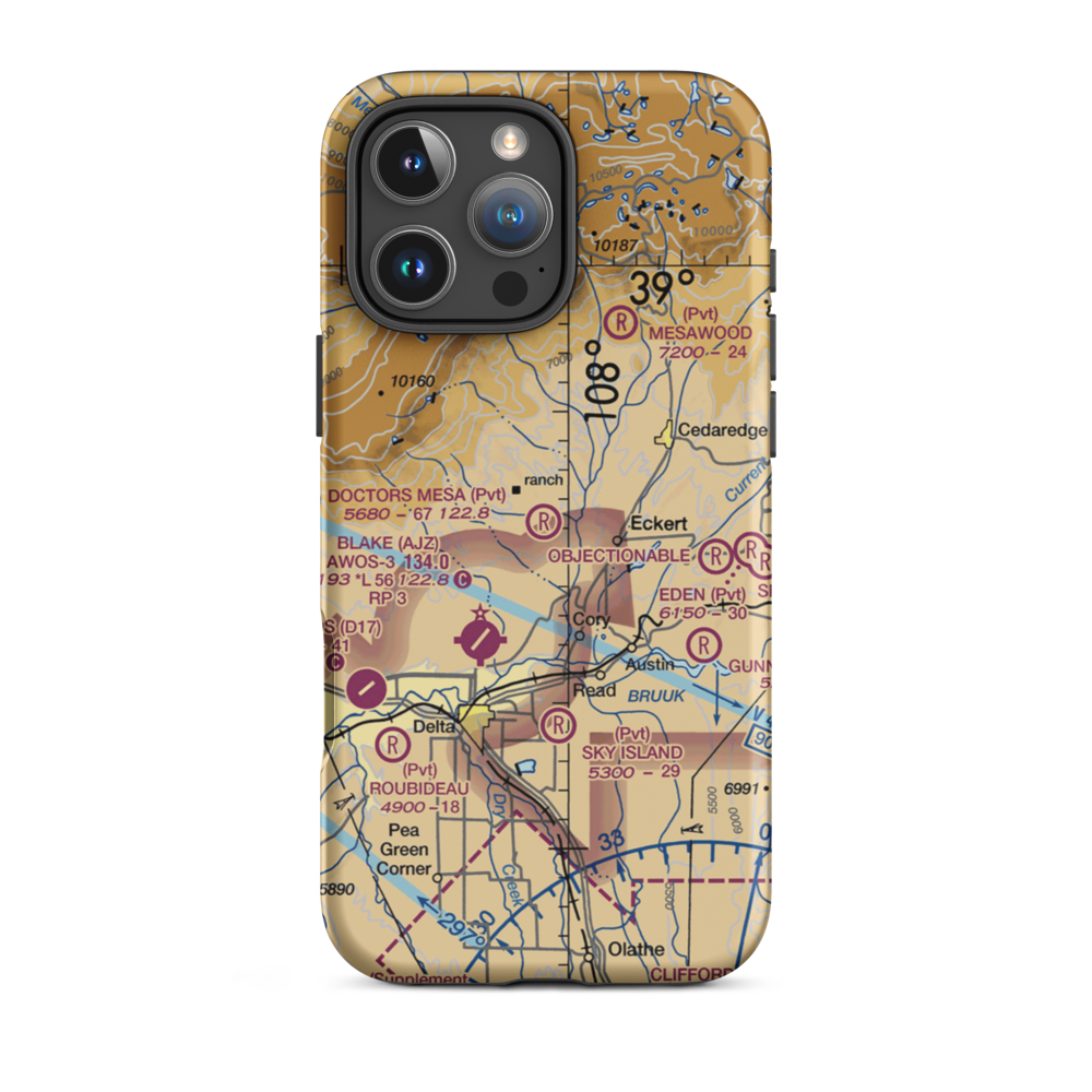 Doctors Mesa Airport (6CO0) VFR Sectional  Tough iPhone Case iPhone 16 Pro Max model shown
