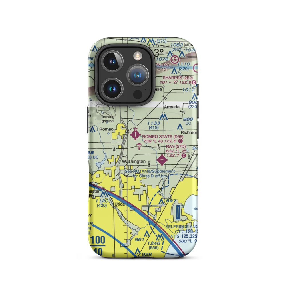 Dodge Airport (MI50) VFR Sectional  Tough iPhone Case iPhone 16 Pro model shown