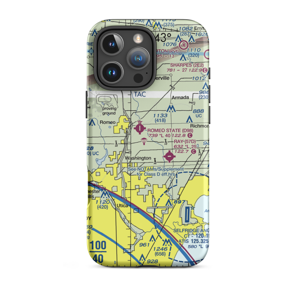 Dodge Airport (MI50) VFR Sectional  Tough iPhone Case iPhone 16 Pro Max model shown