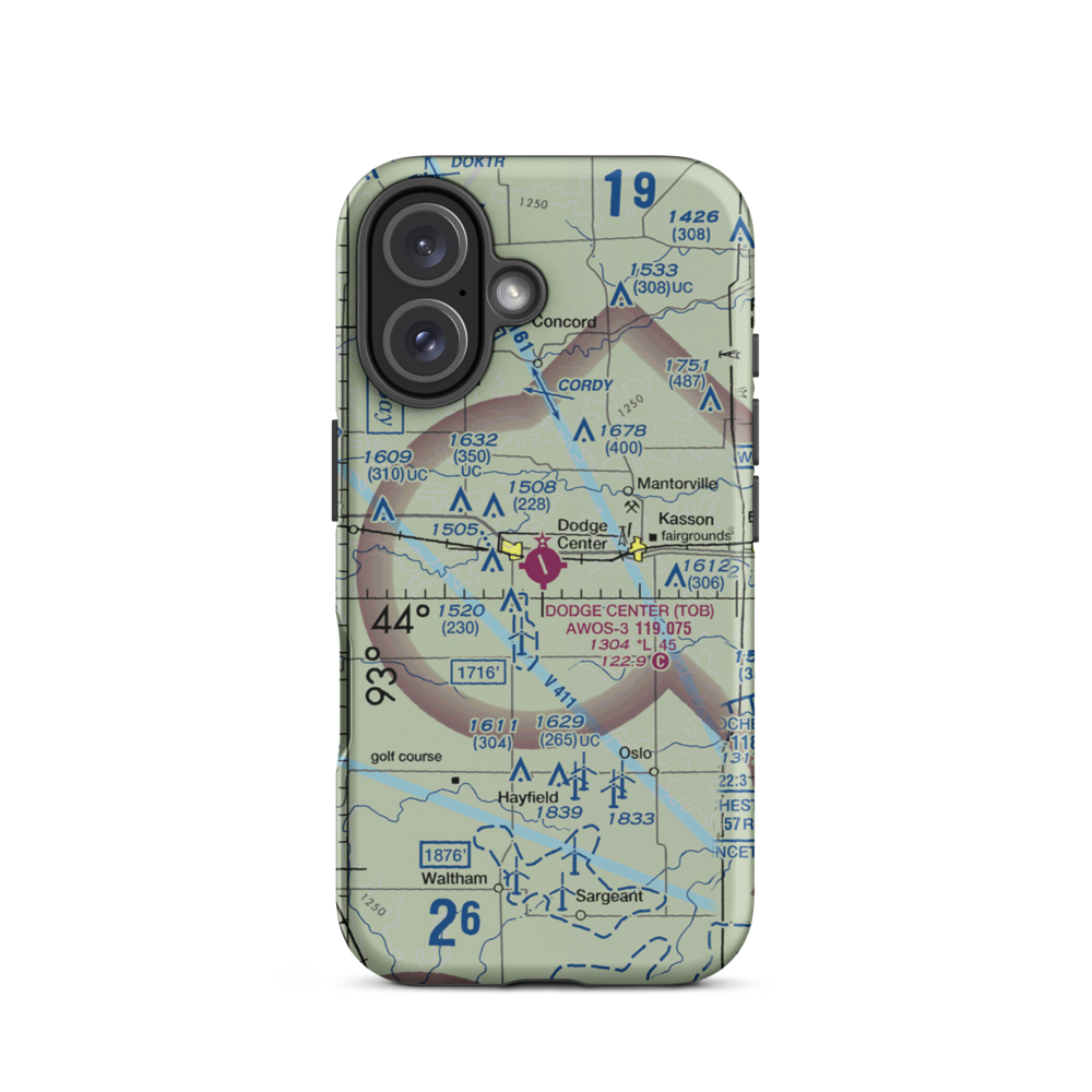 Dodge Center Airport (TOB) VFR Sectional  Tough iPhone Case iPhone 16 model shown