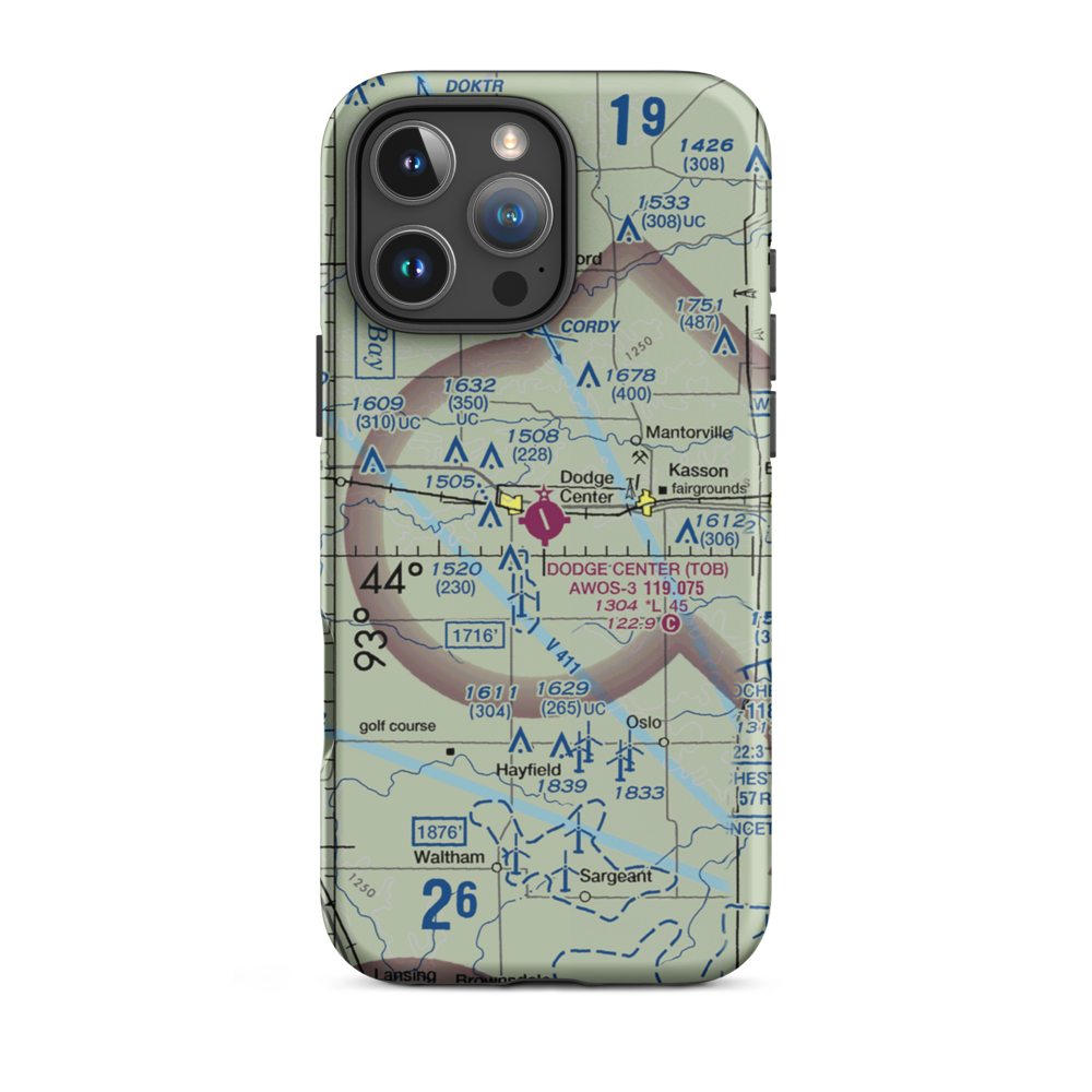 Dodge Center Airport (TOB) VFR Sectional  Tough iPhone Case iPhone 16 Pro Max model shown