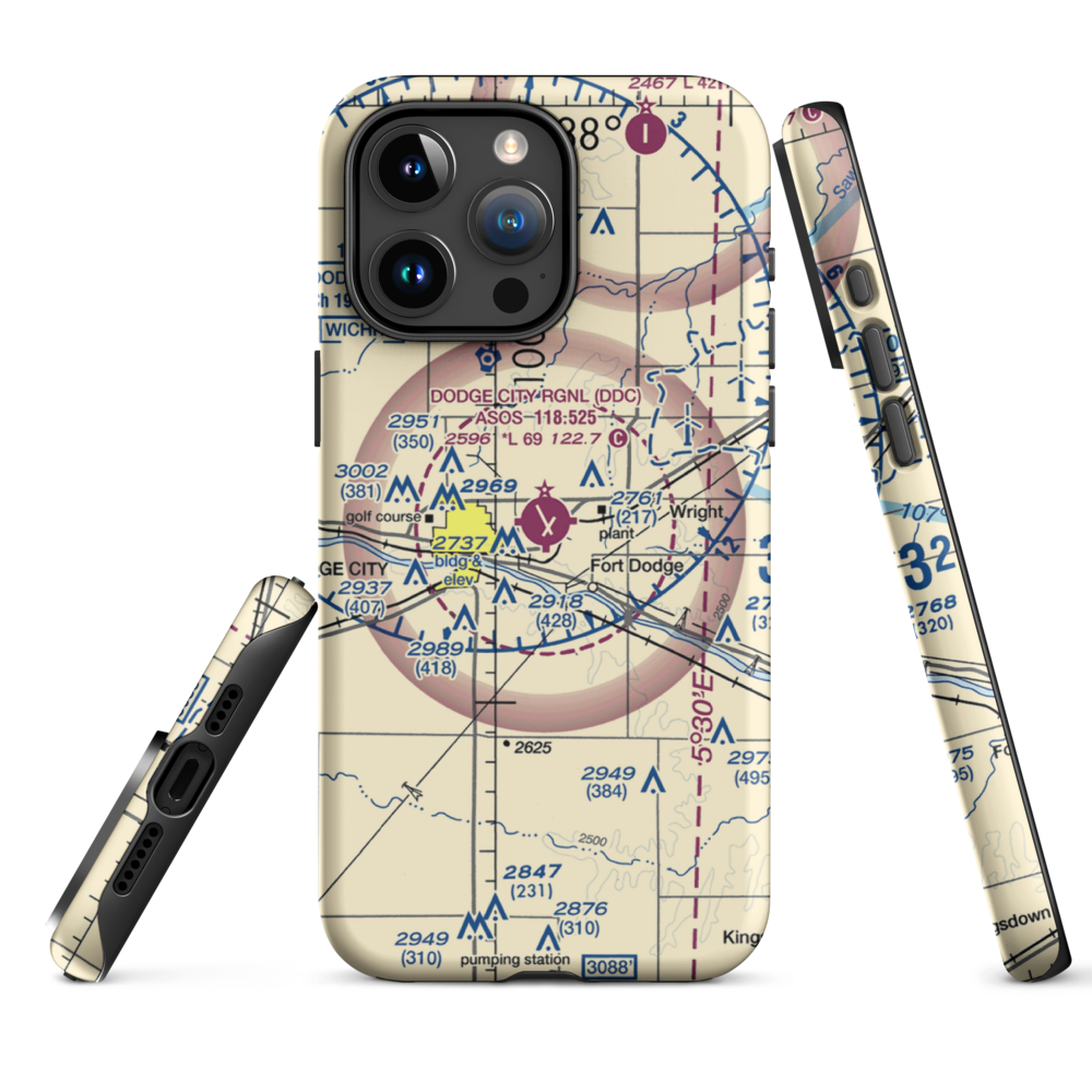 Dodge City Regional Airport (DDC) VFR Sectional  Tough iPhone Case iPhone 15 Pro Max model shown
