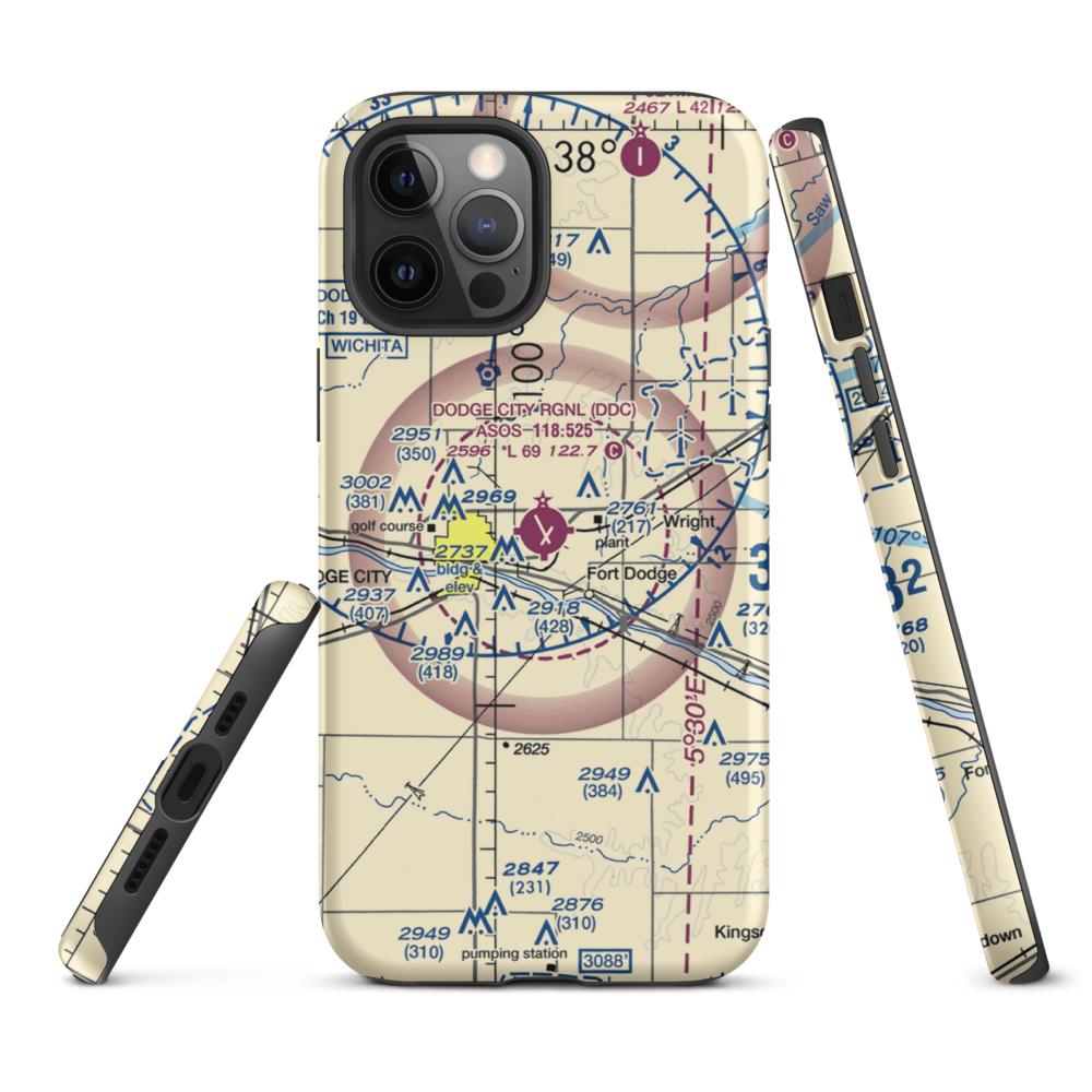 Dodge City Regional Airport (DDC) VFR Sectional  Tough iPhone Case iPhone 12 Pro Max model shown