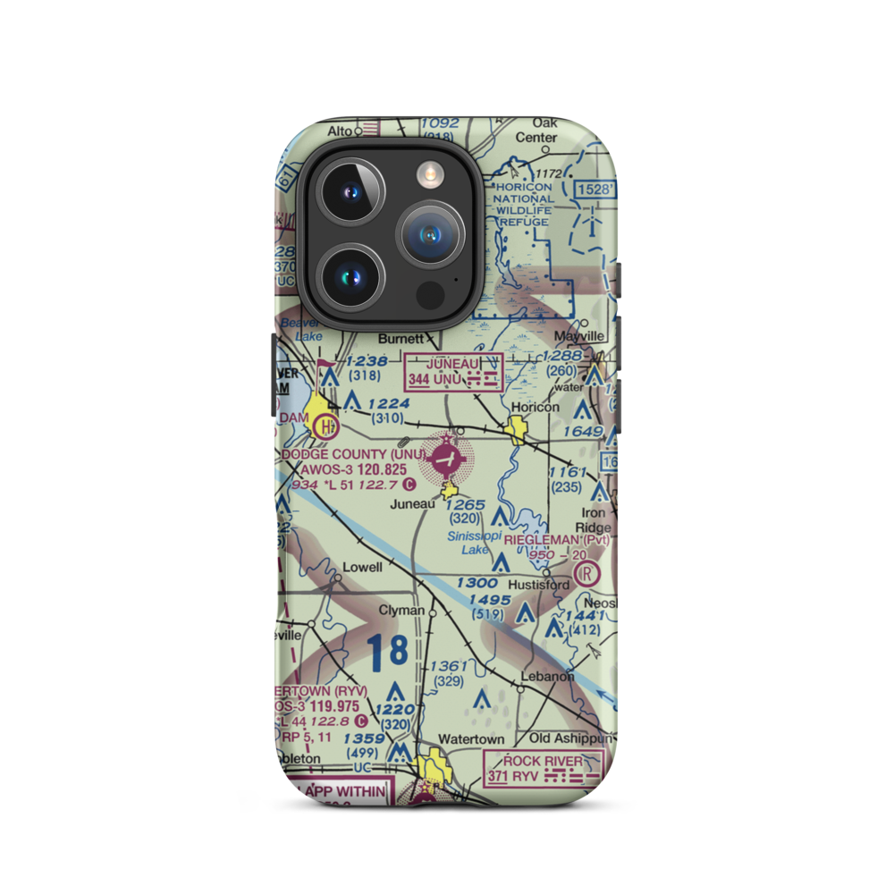 Dodge County Airport (UNU) VFR Sectional  Tough iPhone Case iPhone 16 Pro model shown