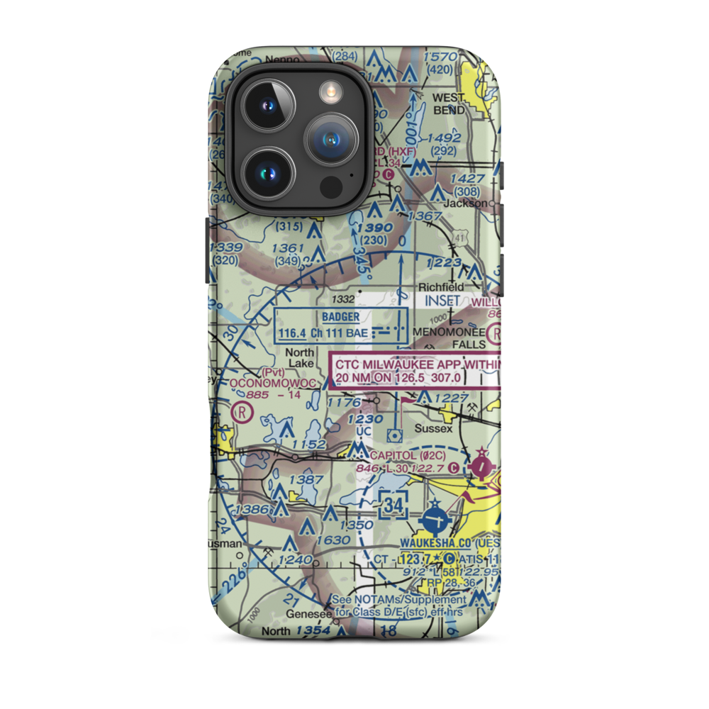 Doering Farms Airfield (0WI2) VFR Sectional  Tough iPhone Case iPhone 16 Pro Max model shown