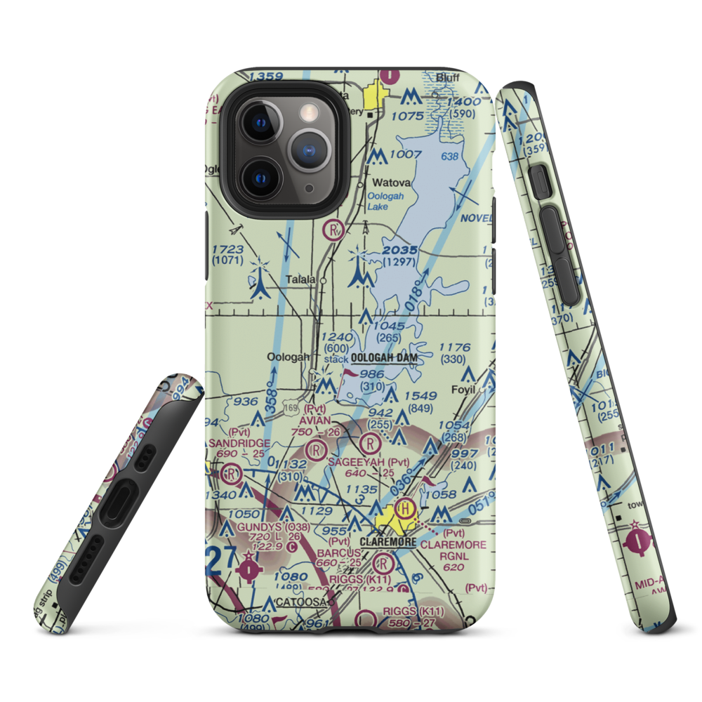 Dog Iron Ranch Airport (OK37) VFR Sectional  Tough iPhone Case iPhone 11 Pro model shown