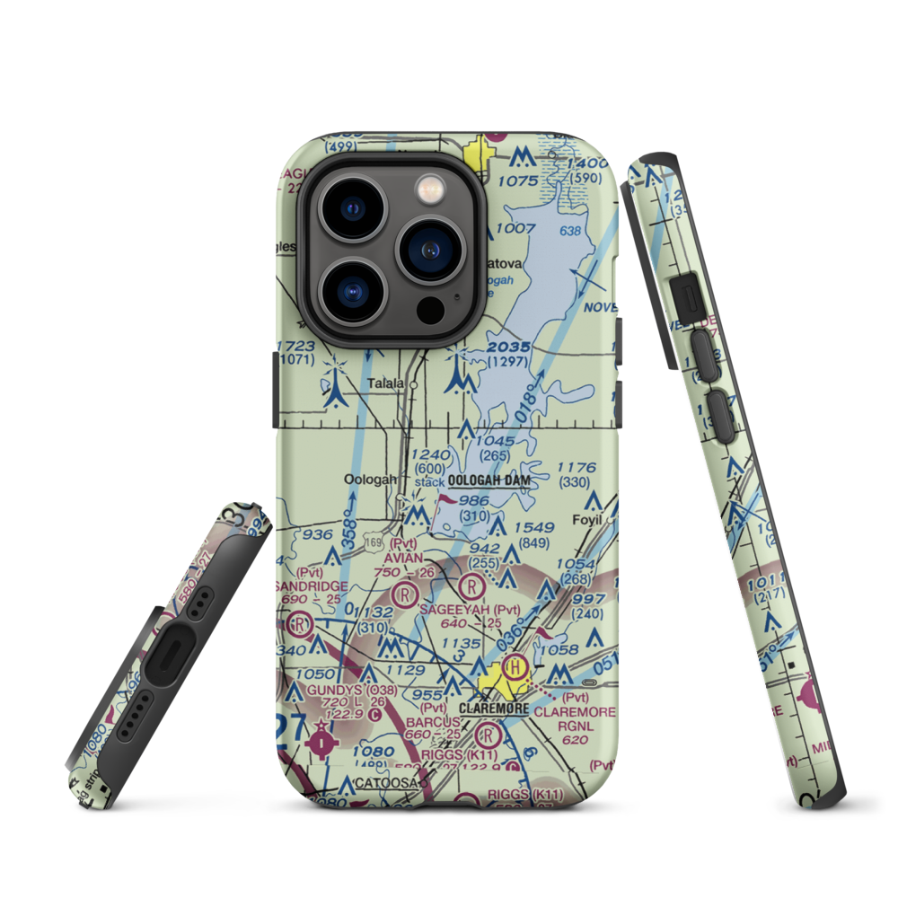 Dog Iron Ranch Airport (OK37) VFR Sectional  Tough iPhone Case iPhone 14 Pro model shown