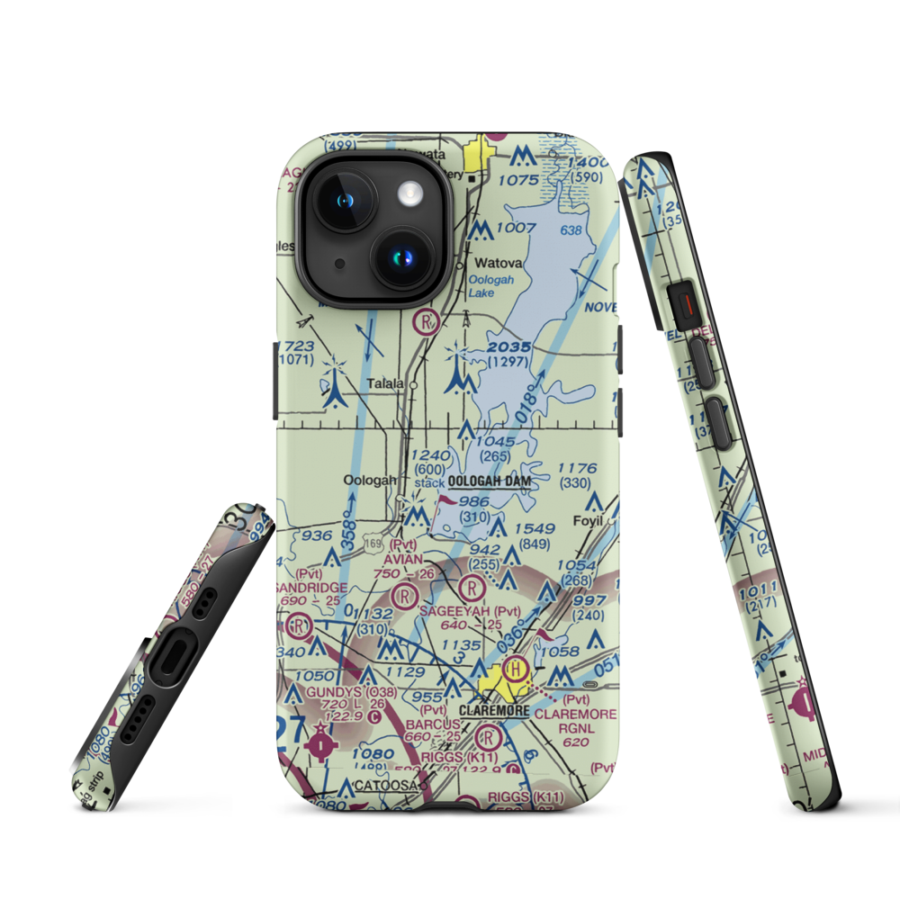 Dog Iron Ranch Airport (OK37) VFR Sectional  Tough iPhone Case iPhone 15 model shown
