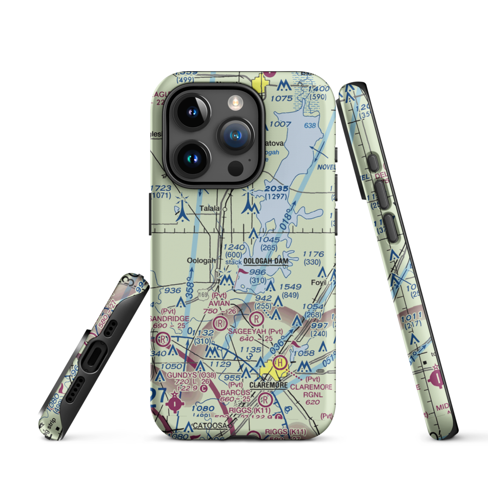 Dog Iron Ranch Airport (OK37) VFR Sectional  Tough iPhone Case iPhone 15 Pro model shown