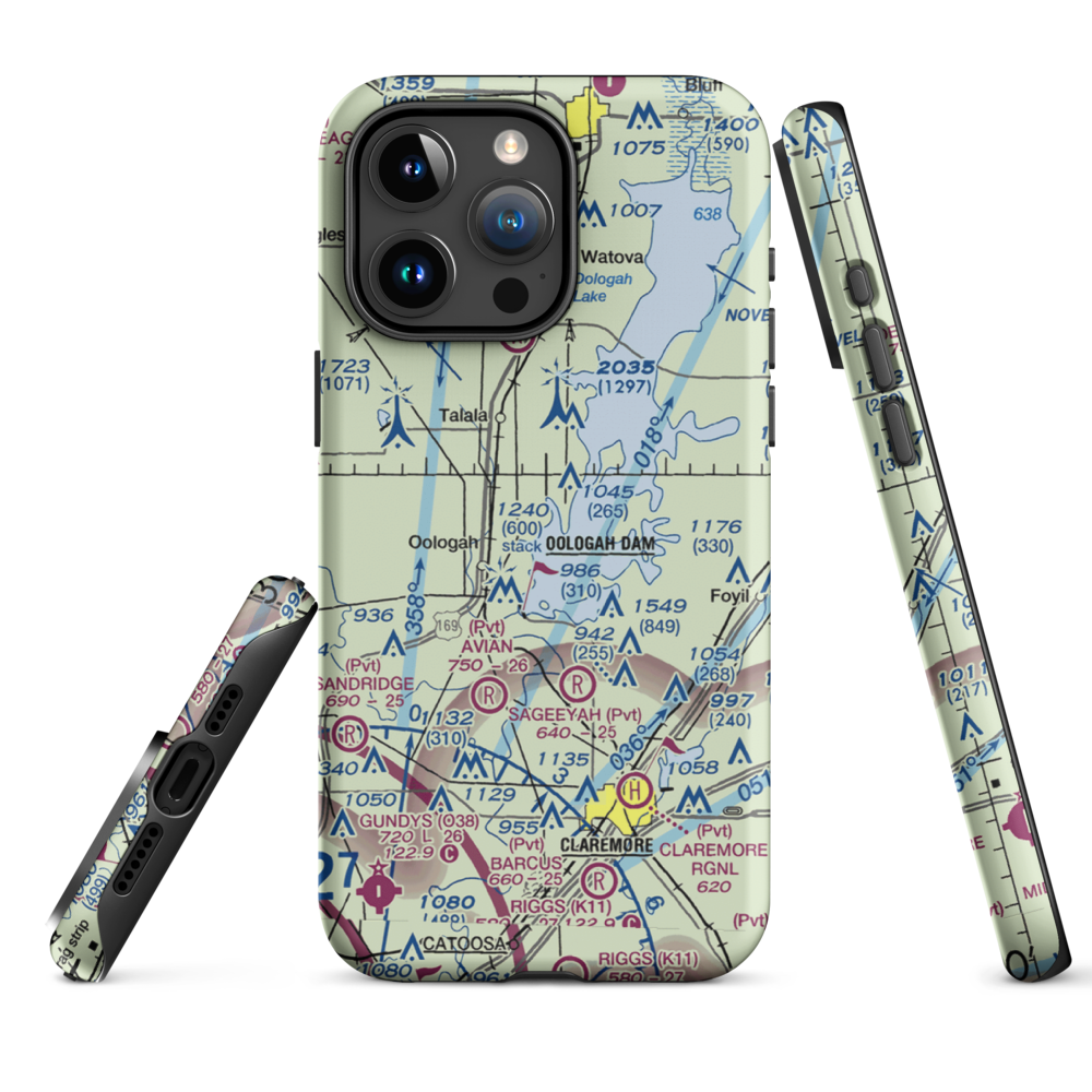 Dog Iron Ranch Airport (OK37) VFR Sectional  Tough iPhone Case iPhone 15 Pro Max model shown