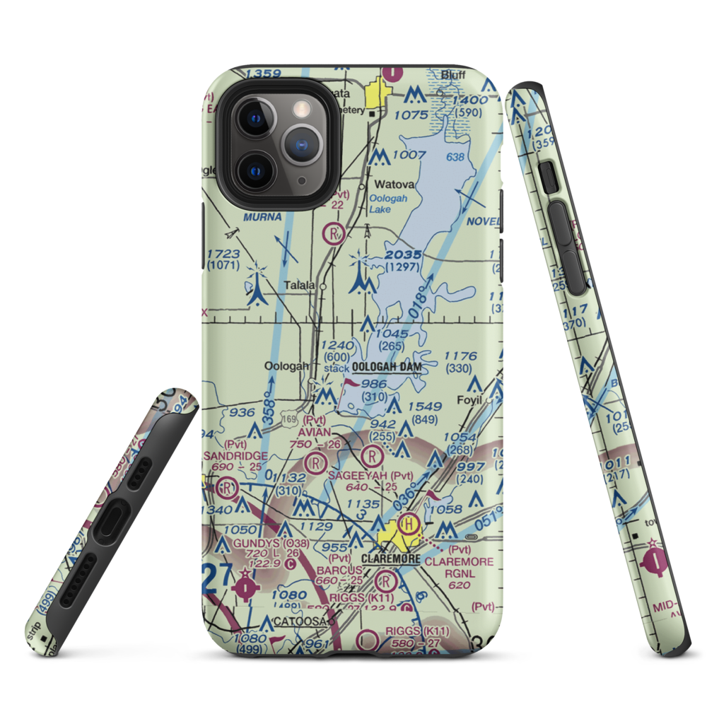 Dog Iron Ranch Airport (OK37) VFR Sectional  Tough iPhone Case iPhone 11 Pro Max model shown