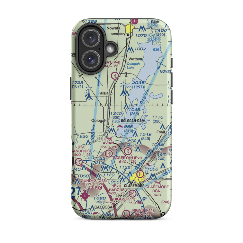 Dog Iron Ranch Airport (OK37) VFR Sectional  Tough iPhone Case iPhone 16 Plus model shown