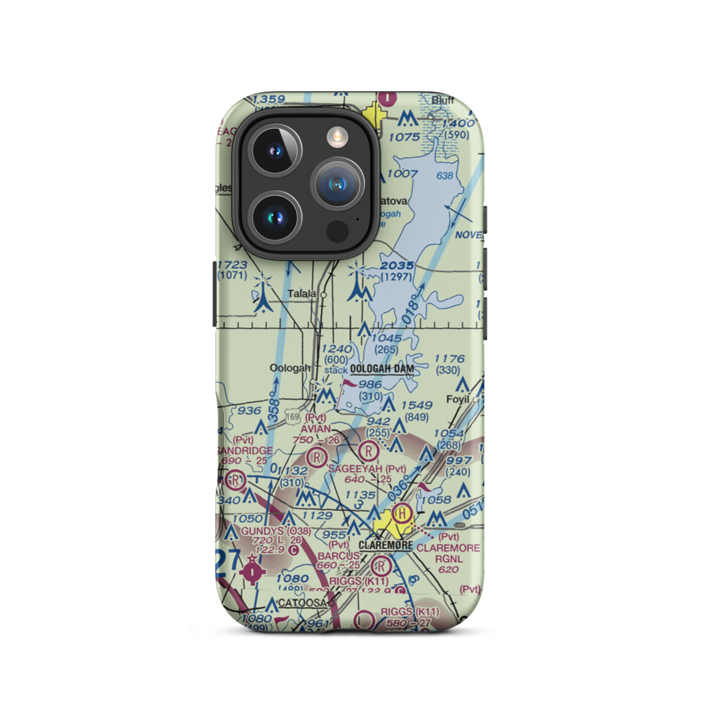 Dog Iron Ranch Airport (OK37) VFR Sectional  Tough iPhone Case iPhone 16 Pro model shown
