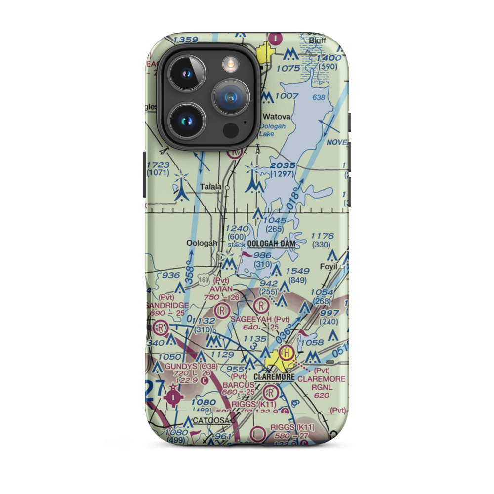 Dog Iron Ranch Airport (OK37) VFR Sectional  Tough iPhone Case iPhone 16 Pro Max model shown