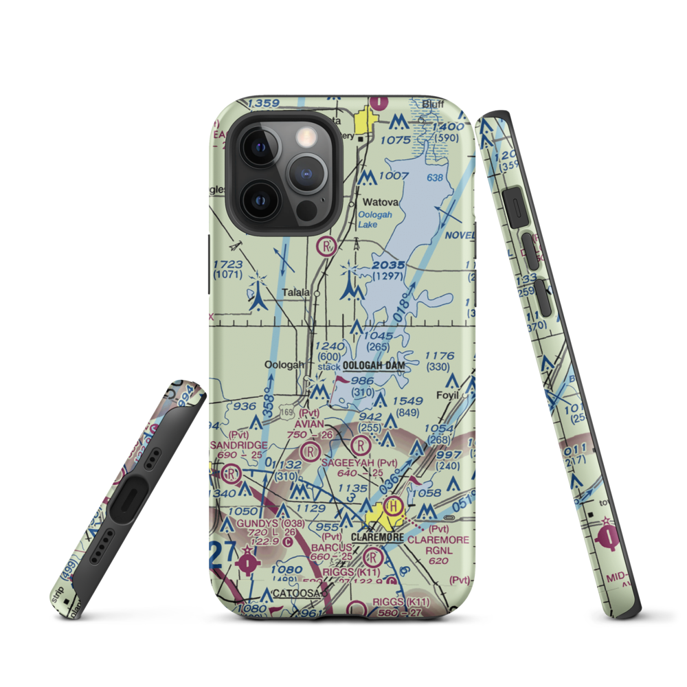 Dog Iron Ranch Airport (OK37) VFR Sectional  Tough iPhone Case iPhone 12 Pro model shown