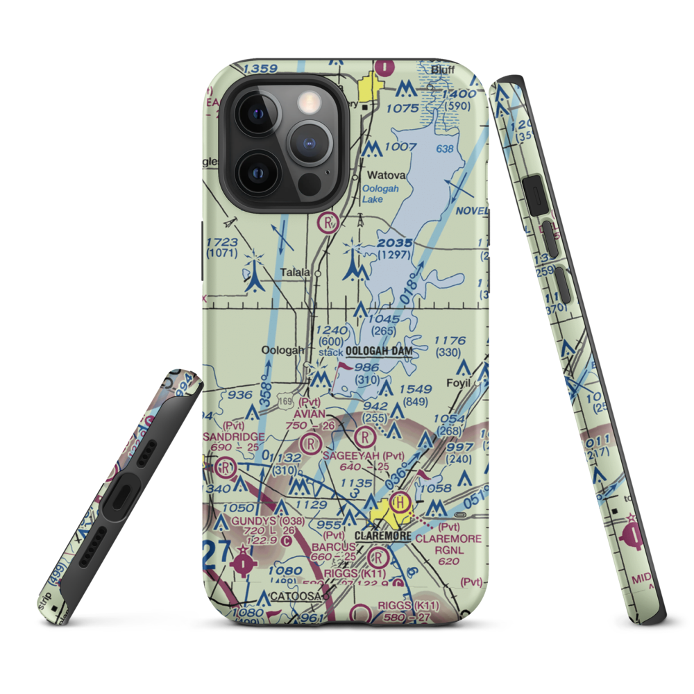 Dog Iron Ranch Airport (OK37) VFR Sectional  Tough iPhone Case iPhone 12 Pro Max model shown