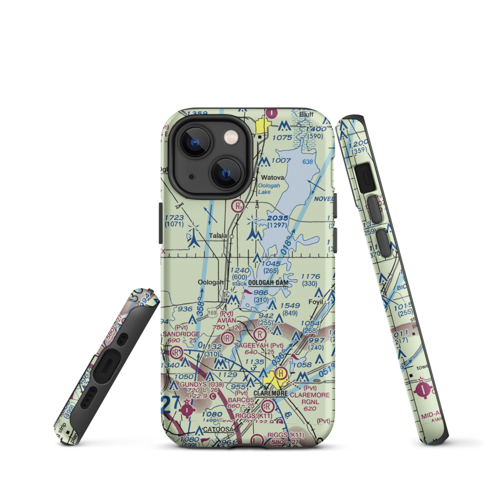 Dog Iron Ranch Airport (OK37) VFR Sectional  Tough iPhone Case iPhone 13 mini model shown