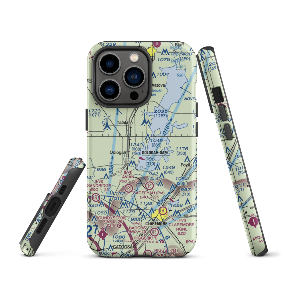 Dog Iron Ranch Airport (OK37) VFR Sectional  Tough iPhone Case iPhone 13 Pro model shown