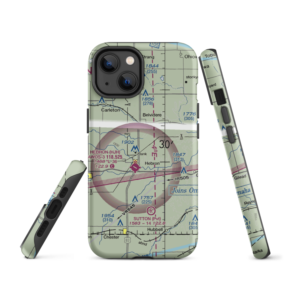 Dog Leg Airport (9NE9) VFR Sectional  Tough iPhone Case iPhone 14 model shown