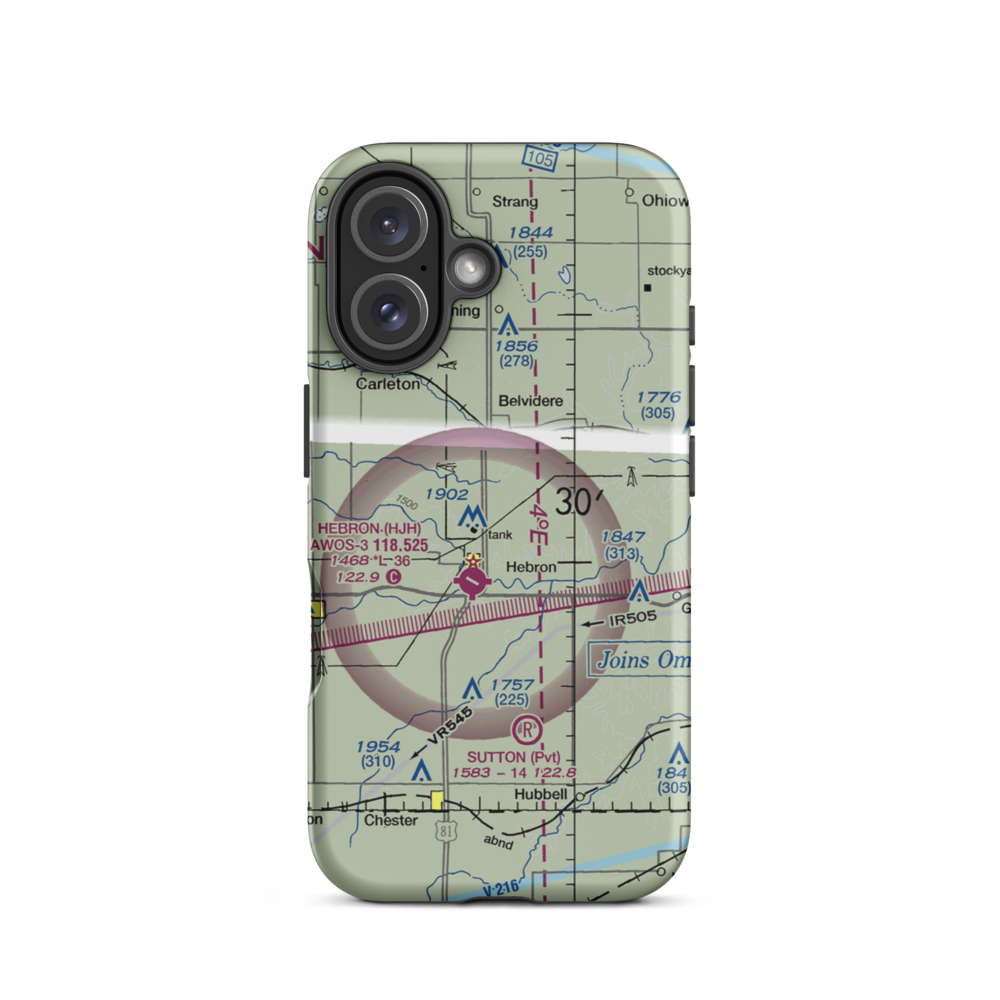 Dog Leg Airport (9NE9) VFR Sectional  Tough iPhone Case iPhone 16 model shown