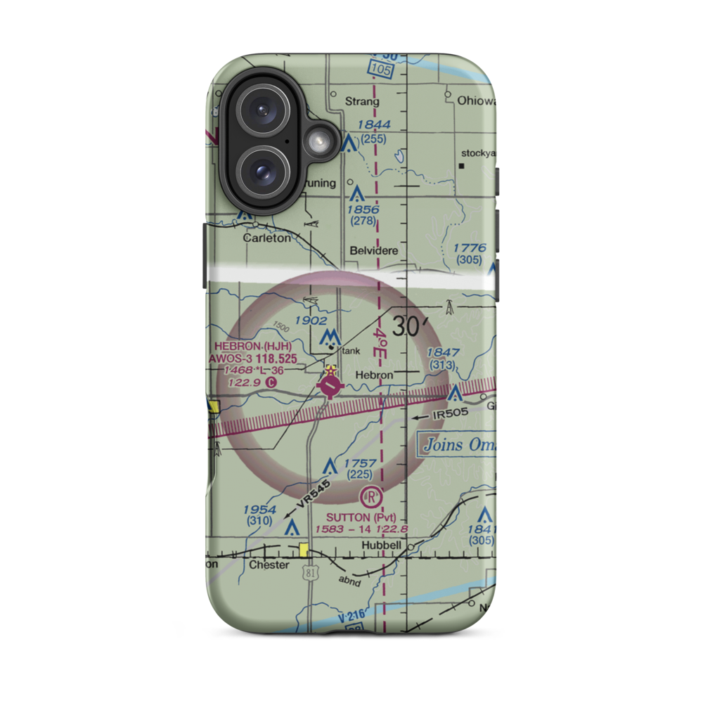 Dog Leg Airport (9NE9) VFR Sectional  Tough iPhone Case iPhone 16 Plus model shown