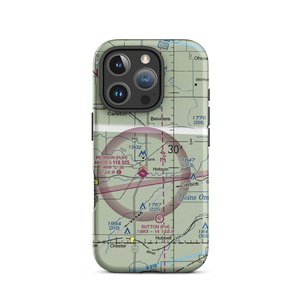 Dog Leg Airport (9NE9) VFR Sectional  Tough iPhone Case iPhone 16 Pro model shown