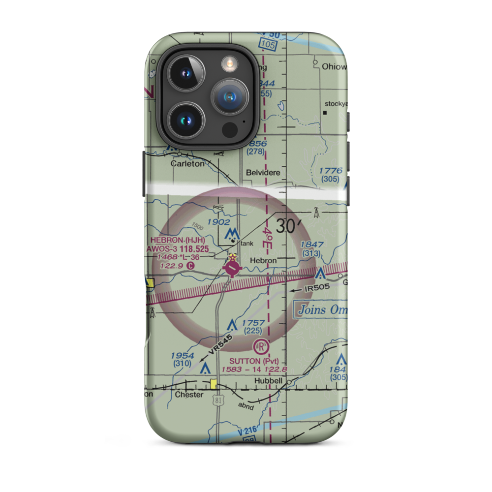 Dog Leg Airport (9NE9) VFR Sectional  Tough iPhone Case iPhone 16 Pro Max model shown