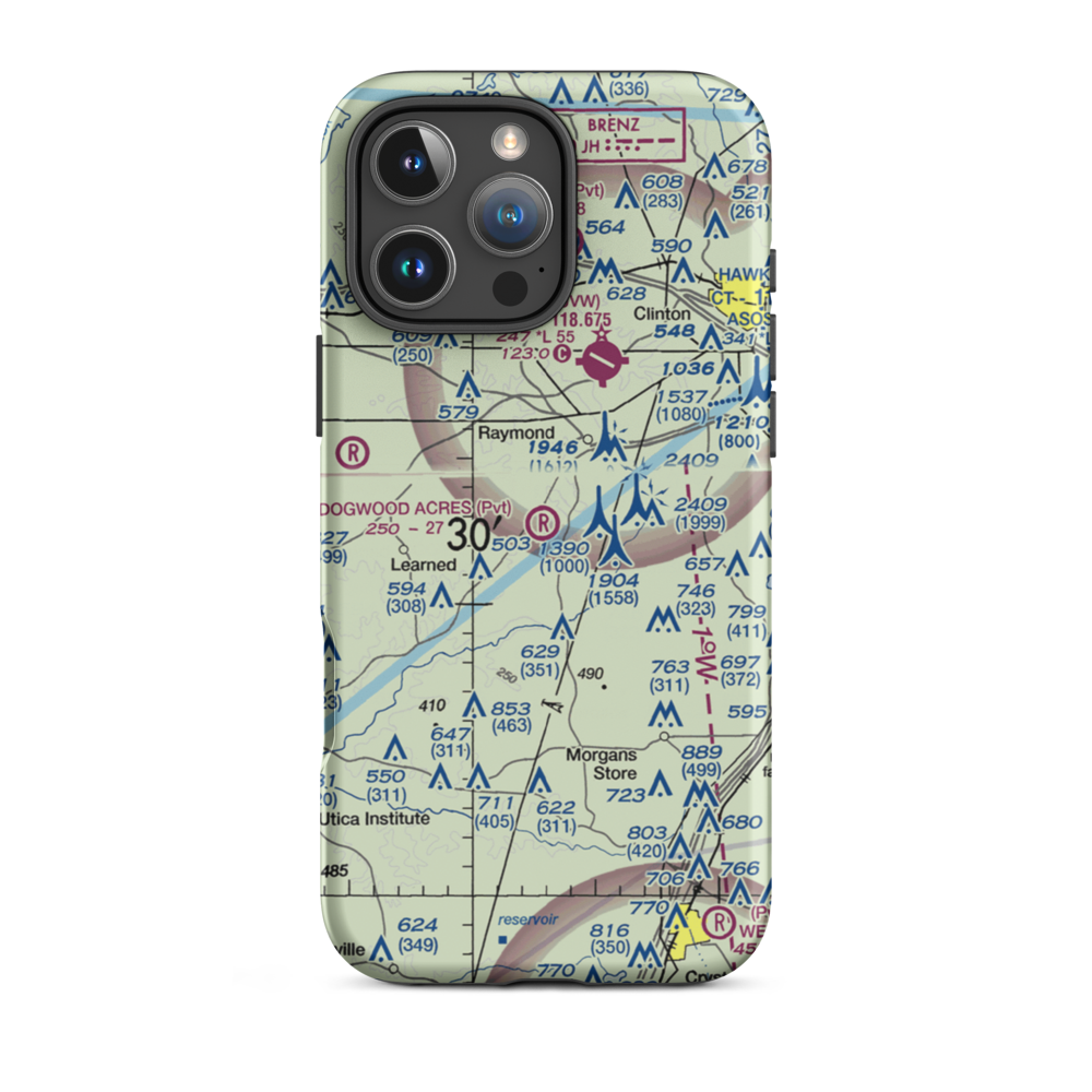 Dogwood Acres Airport (4MS2) VFR Sectional  Tough iPhone Case iPhone 16 Pro Max model shown