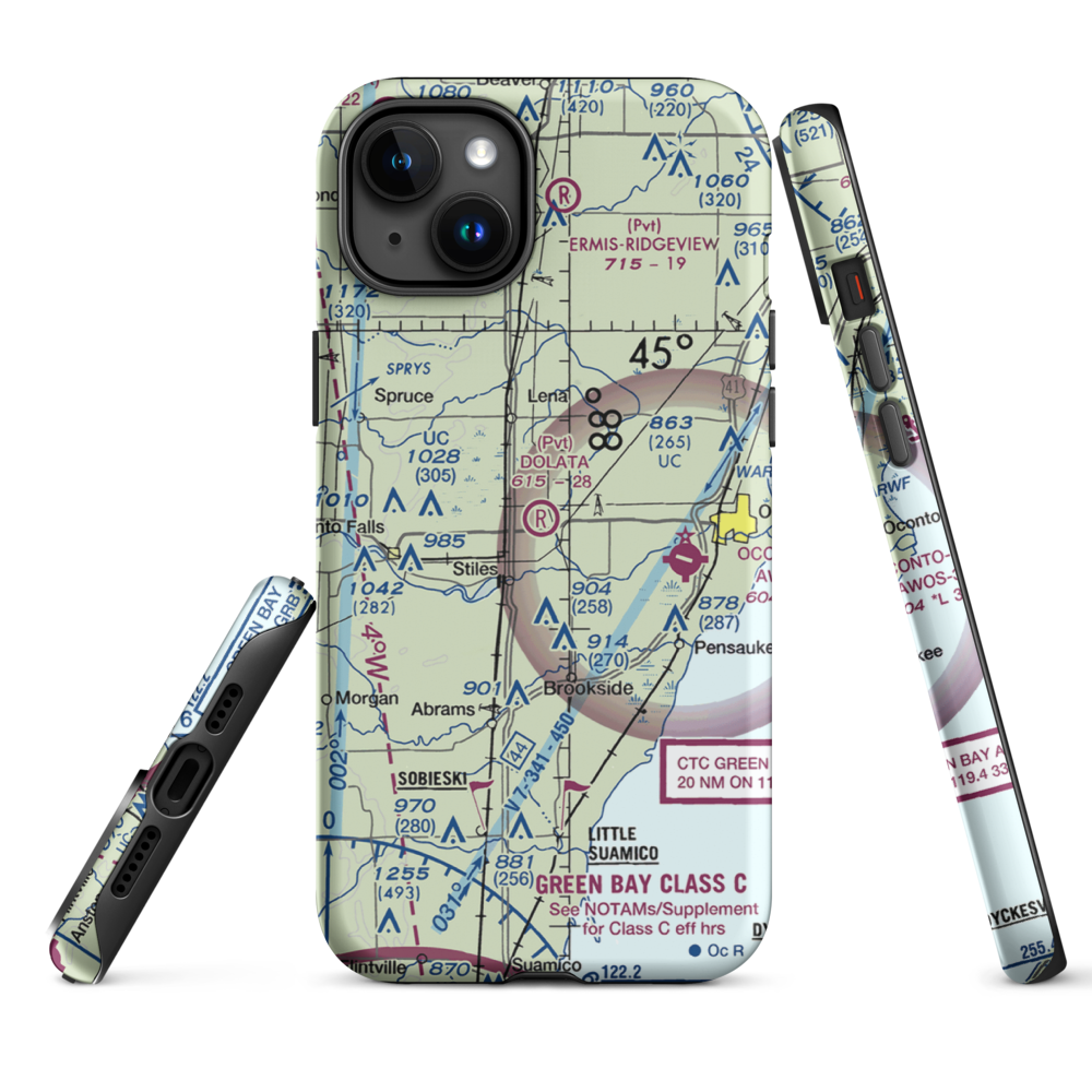 Dolata Airport (6WI5) VFR Sectional  Tough iPhone Case iPhone 15 Plus model shown
