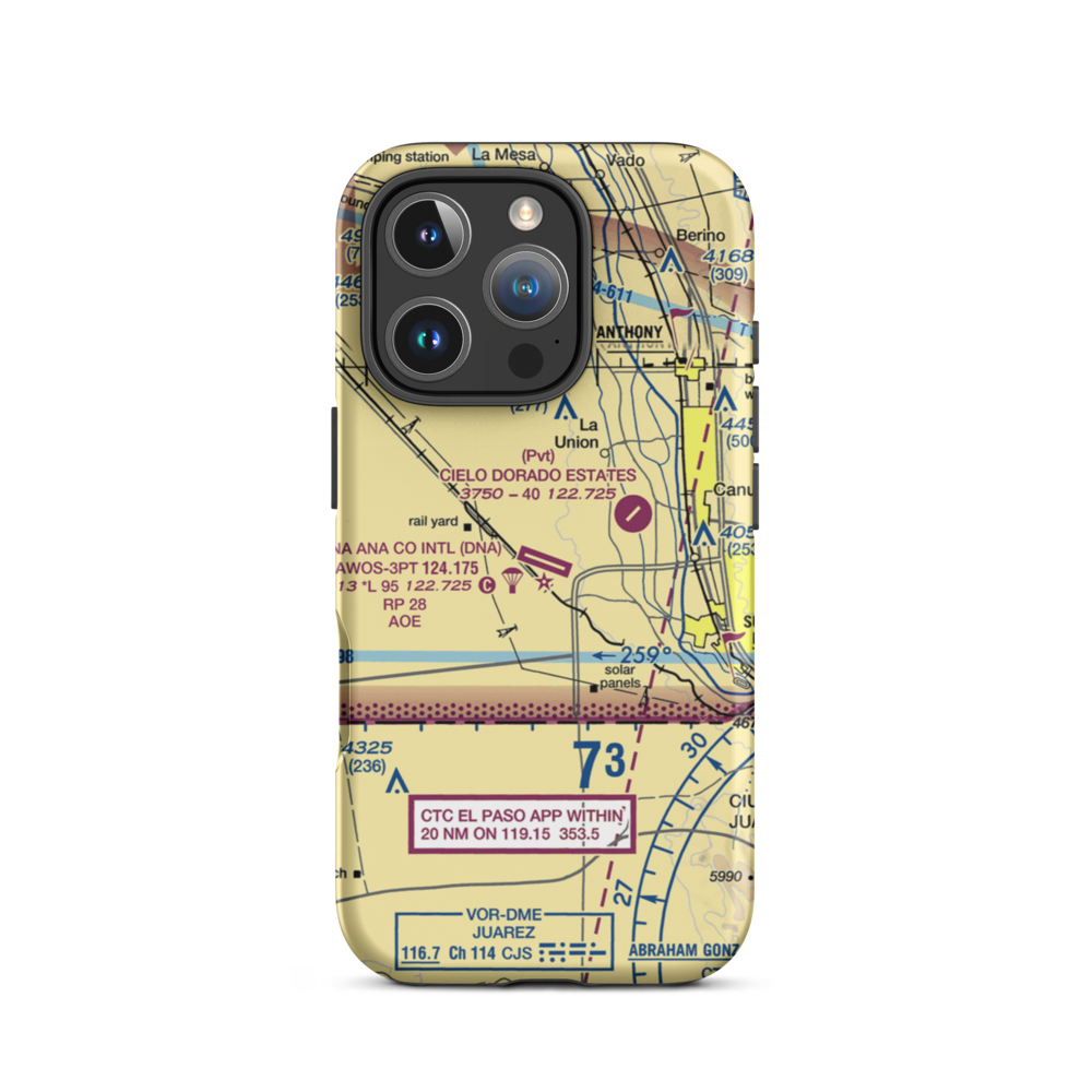 Doña Ana County International Jetport (DNA) VFR Sectional  Tough iPhone Case iPhone 16 Pro model shown